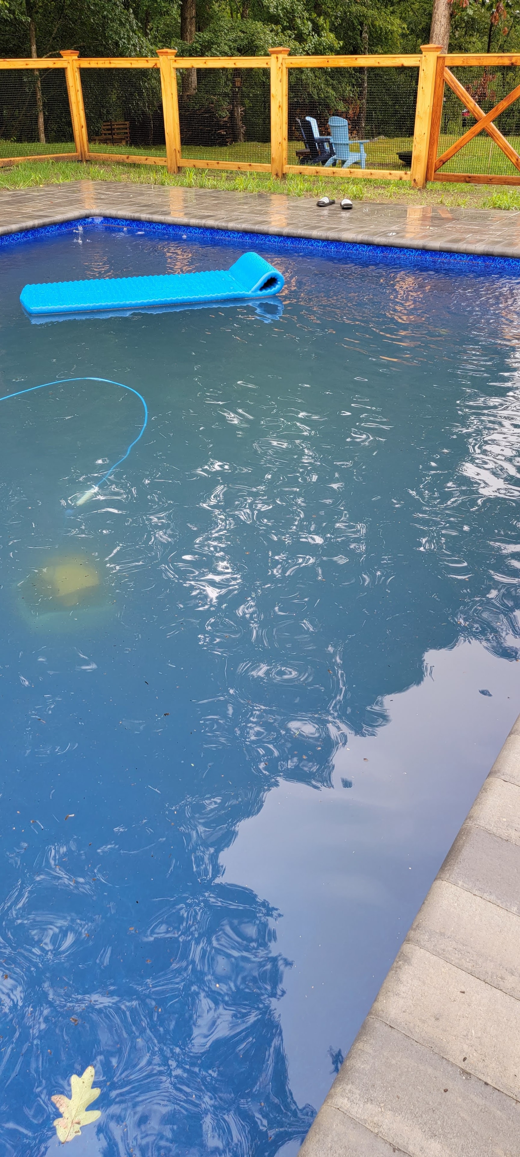 After a rain storm, the pool would be contaminated and become cloudy taking days to rectify